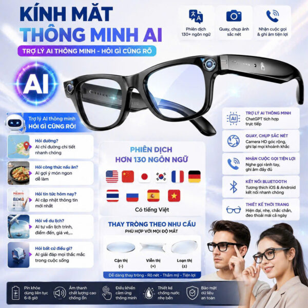 KÍNH EVOL AI PROMAX -ĐIỀU CHỈNH TIÊU CỰ - DỊCH THUẬT - QUAY VIDEO - GỌI ĐIỆN - NGHE NHẠC